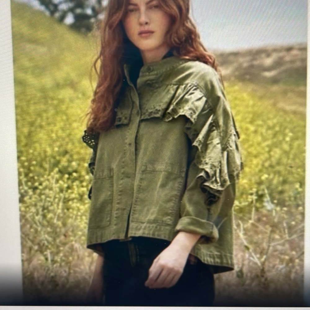The Great green army ruffle cotton jacket
